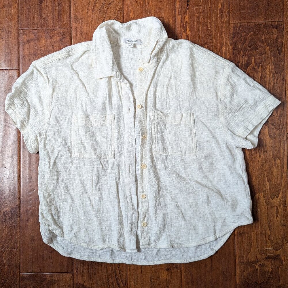 Madewell Breezewoven Beachside Shirttail Top Womens MED White